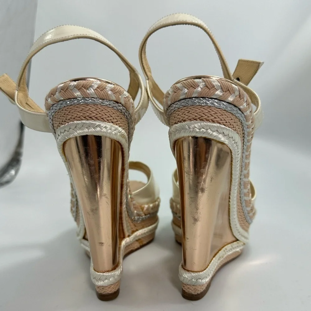 Christian Louboutin Marina Liege 140mm Espadrille Wedge sandals size 11